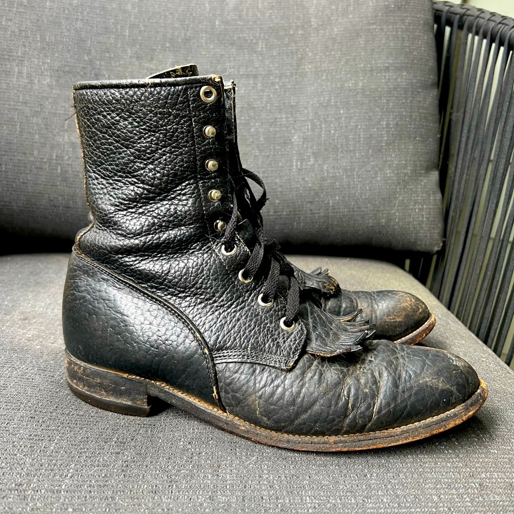 Vintage Justin Lace up Boots Sz 8B